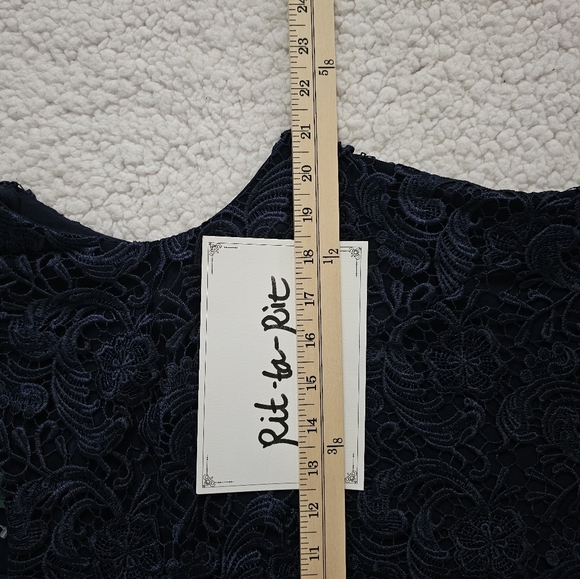 Lauren Ralph Lauren Evening Dress Lighthouse Navy Floral Lace Overlay Sz 16 - Picture 8 of 10